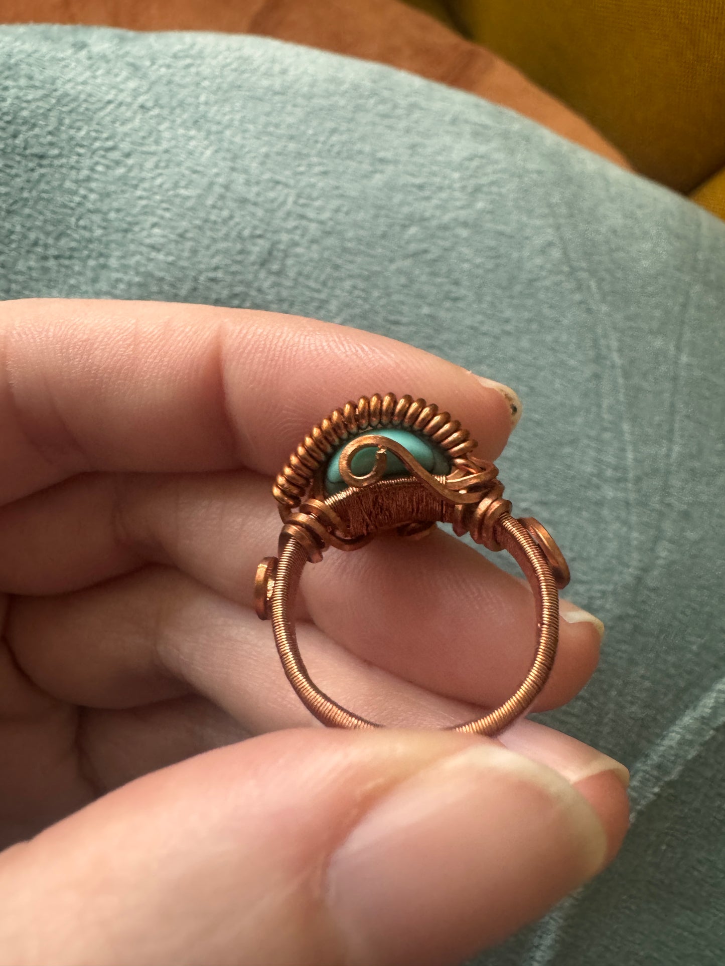 Turquoise copper ring