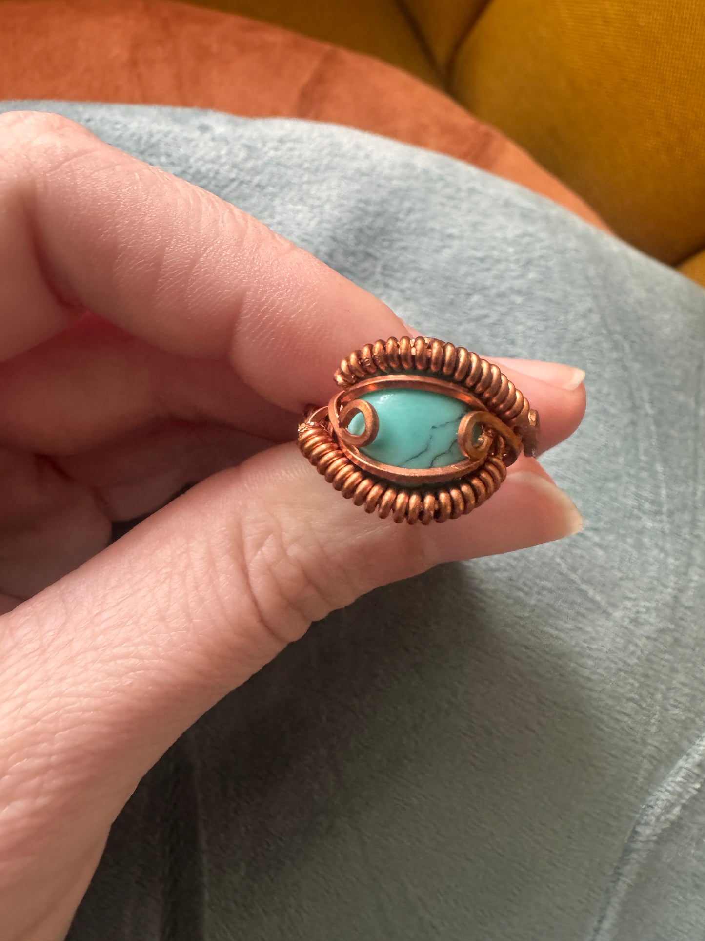 Turquoise copper ring