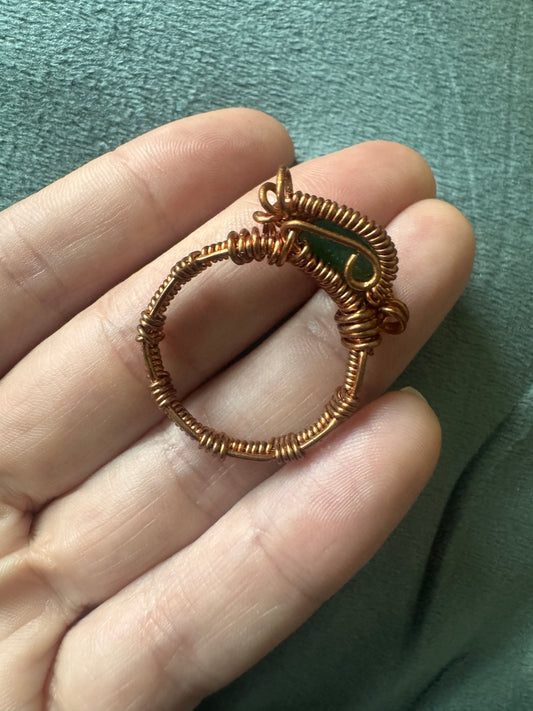 Green copper ring with fancy band