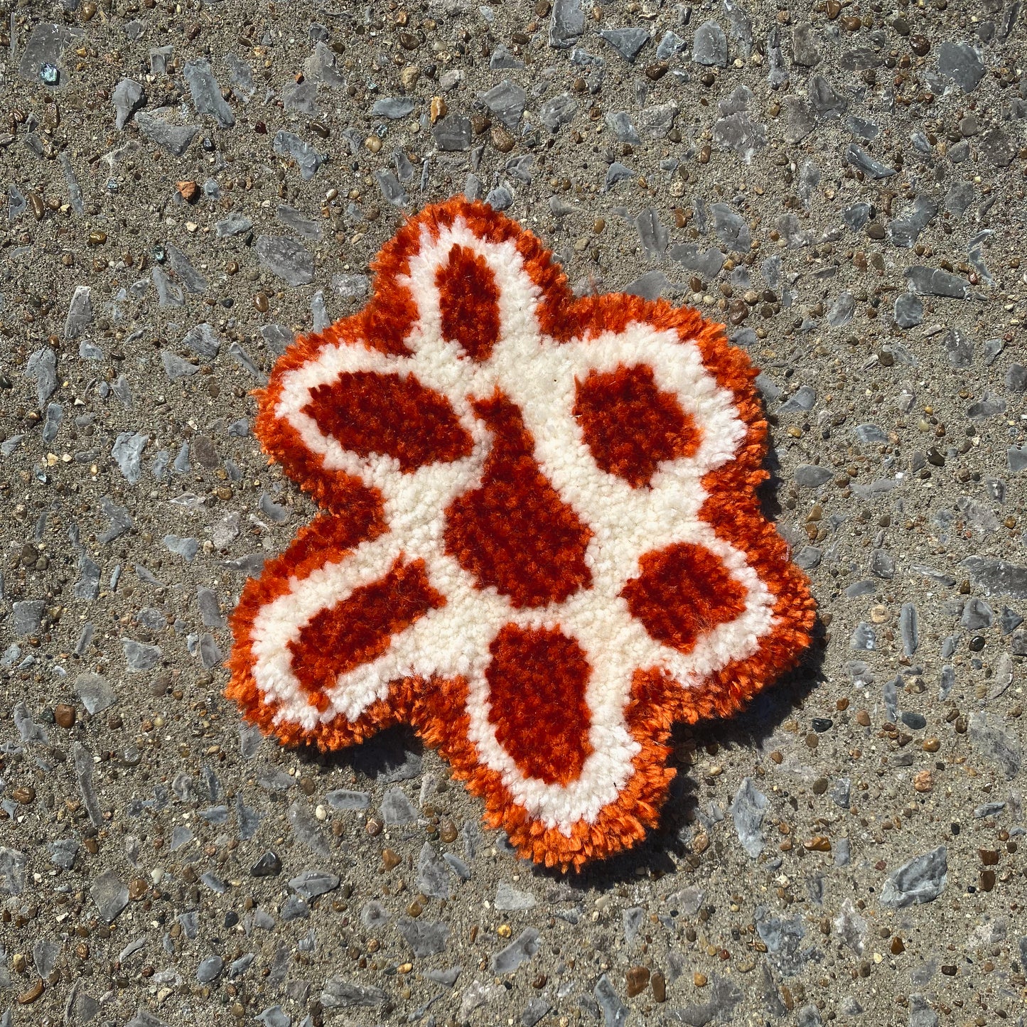 ORANGE & WHITE MINI FUZZ BONG RUG